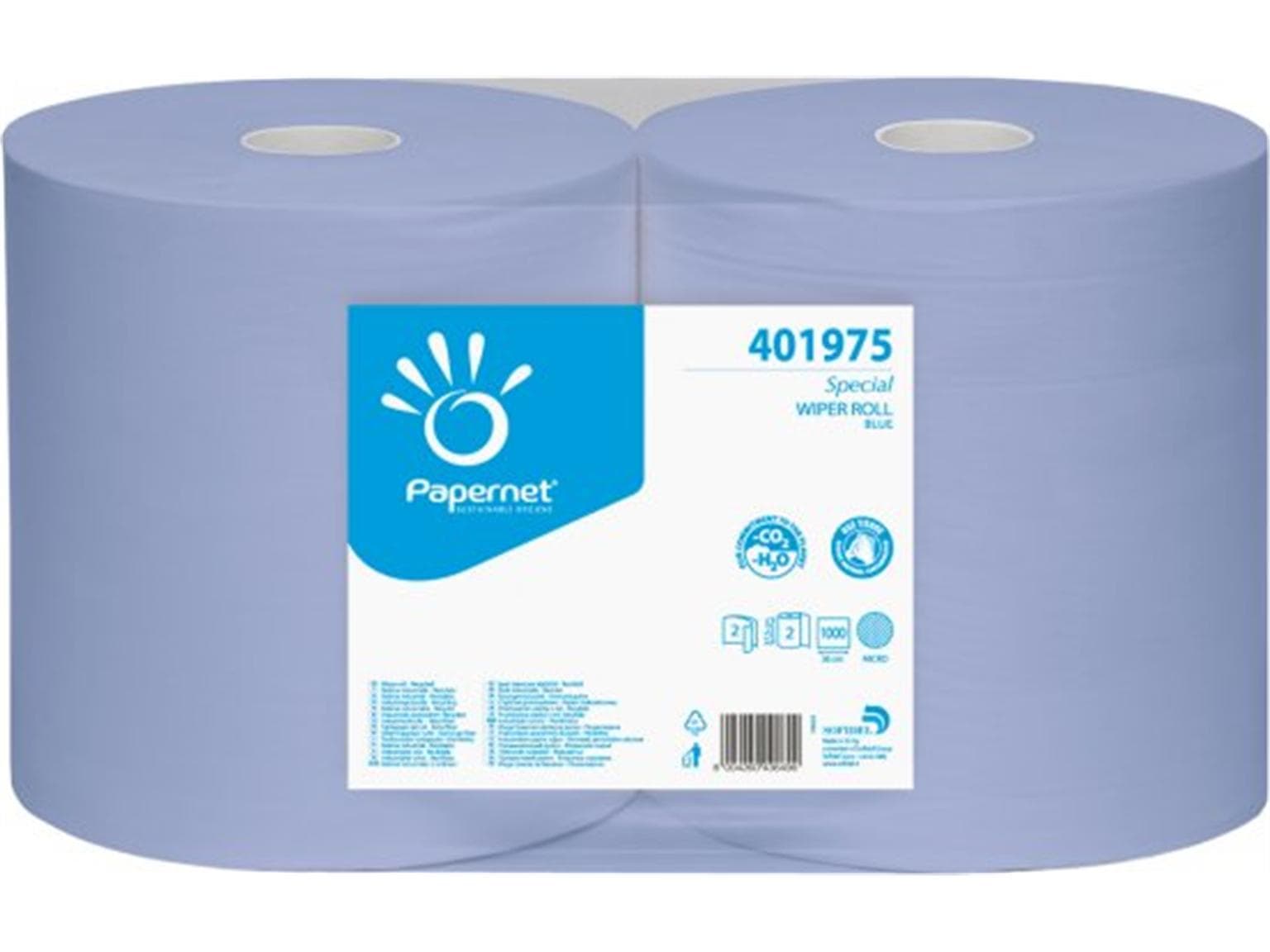 Putztuchrollen "Duomaxi Blue 1000" blau 2-lagig, 38 cm x 360 m, 1'000 Blatt à